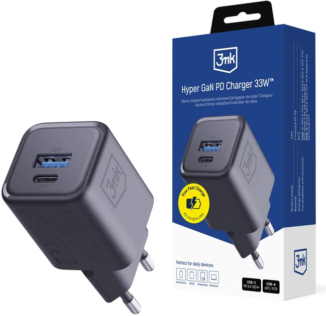 Ładowarka sieciowa 3MK Hyper Charger PD 33W GaN QC4+ Black (5903108684316) - Zdjęcie 7 Ładowarka sieciowa 3MK Hyper Charger PD 33W GaN QC4+ Black (5903108684316) - obraz 7