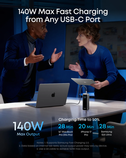 Зовнішній аккумулятор (павербанк) Anker Prime Power Bank 20K 220W (A110BH11) - Фото 4 Зовнішній аккумулятор (павербанк) Anker Prime Power Bank 20K 220W (A110BH11) - зображення 4