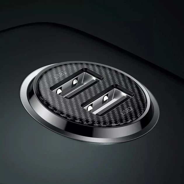 Автомобільний зарядний пристрій Baseus Grain Pro 10w 4.8A 2xUSB Black - зображення 3