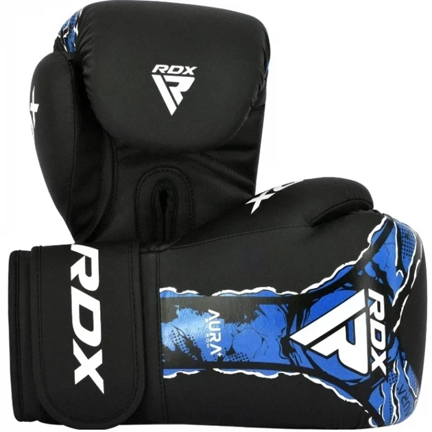 Боксерские перчатки RDX Boxing Gloves Aura F-17 (BGR-F17BU) Black/Blue 16 унций - изображение 2