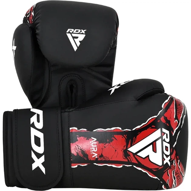 Боксерские перчатки RDX Boxing Gloves Aura F-17 (BGR-F17BR) Black/Red 14 унций - изображение 2