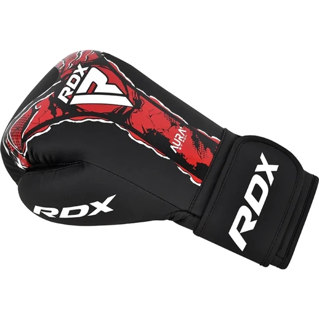 Боксерские перчатки RDX Boxing Gloves Aura F-17 (BGR-F17BR) Black/Red 14 унций - изображение 3
