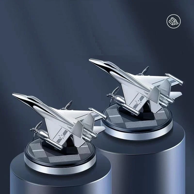 Багаторазовий автомобільний ароматизатор-дифузор на торпедо Літак F15 на сонячній батареї з пропелером - зображення 2
