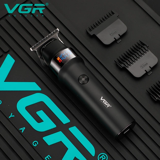 ример VGR V-987 акумуляторний професійний для стрижки волосся машинка з насадками LED дисплей DLC леза роторний мотор USB Type-C до 400 хвилин роботи для барбера і дому - изображение 2