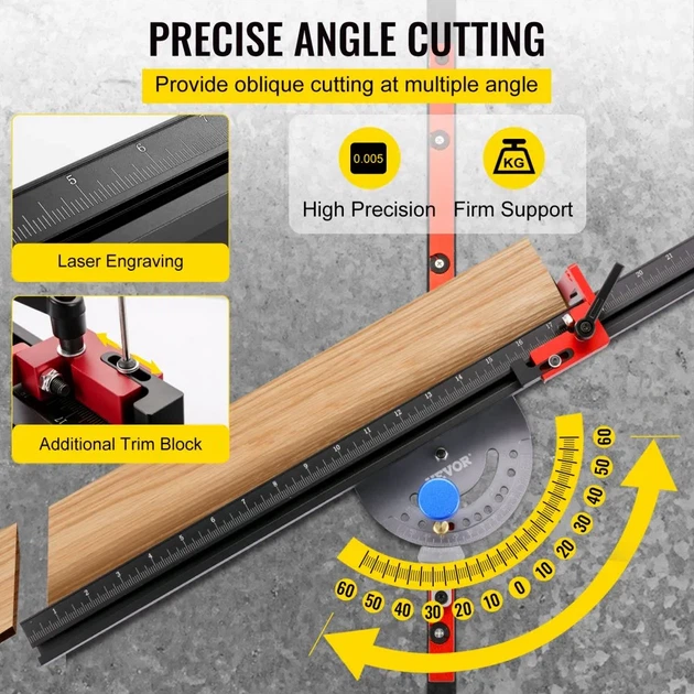 VEVOR Miter Gauge, 457 мм (18") настольна точна торцева пила з лазерною шкалою маркування - зображення 9