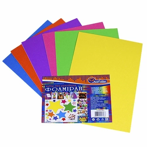 Фоамиран (флексика) EVA 1.7±0.1MM Fluorescent Glitter HQ A4 (21X29.7CM) с клеем, 6 л.,17FAK4-MIX - Фото 1 Фоамиран (флексика) EVA 1.7±0.1MM Fluorescent Glitter HQ A4 (21X29.7CM) с клеем, 6 л.,17FAK4-MIX - изображение 1