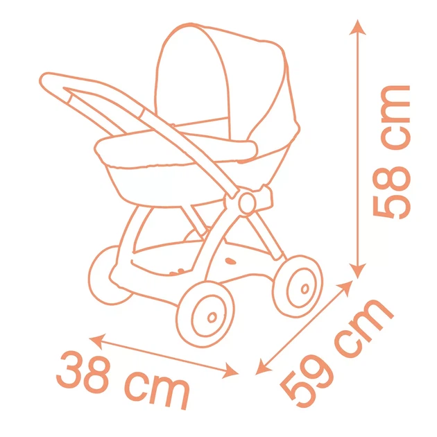 Коляска для ляльки Smoby Baby Nurse Теракотова пудра люлька з корзинкою (7600254124) - изображение 3
