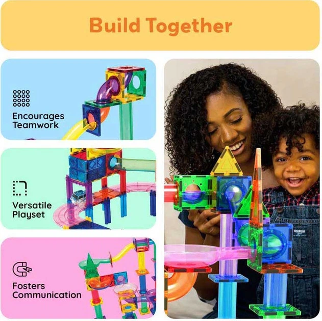 Klocki magnetyczne Select PicassoTiles Marble Run and Race Track 108 elementów 1411170 (0817338027162) - obraz 6