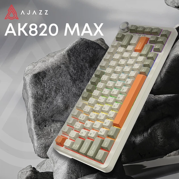 Клавіатура Ajazz AK820 Max Flying Fish Switch RGB WL/BT/USB Beige (AK820MAX-FF-R) - изображение 3