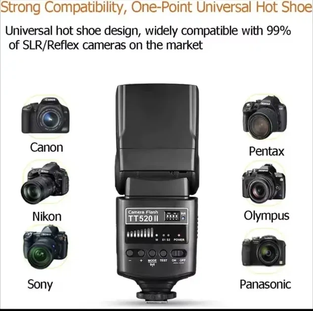 Вспышка Godox TT520 II + синхронизатор для камер Canon, Nikon, Sony, Fuji, Olympus - Фото 6 Вспышка Godox TT520 II + синхронизатор для камер Canon, Nikon, Sony, Fuji, Olympus - изображение 6