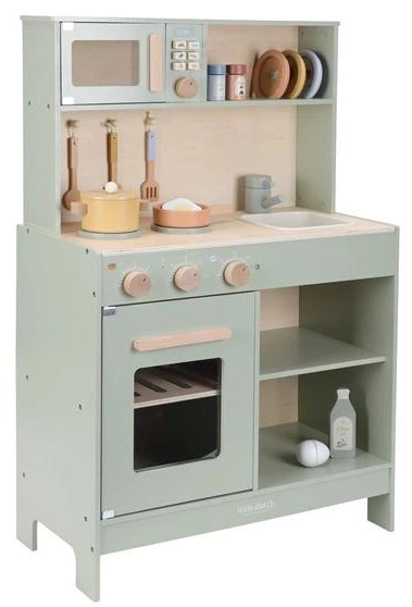 Zestaw do zabawy Little Dutch Kuchnia drewniana FSC Miętowa (LD2500) (8713291225008) - obraz 2