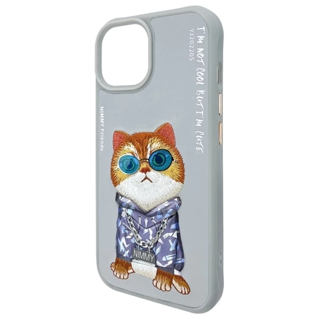 Etui Nimmy Glasses Cool Cat do iPhone 15 Grey (6971080310898) - obraz 6