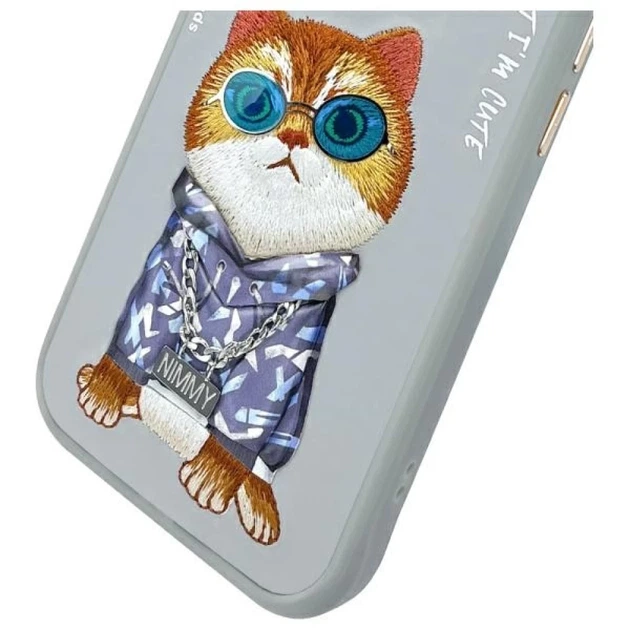 Etui Nimmy Glasses Cool Cat do iPhone 15 Grey (6971080310898) - obraz 10