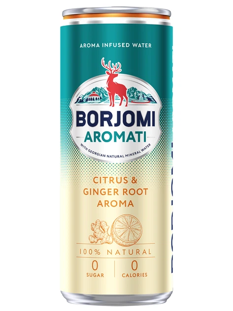 Упаковка сильногазованого напою Borjomi Aromati з ароматом Цитрусових та Кореню імбиру 0,33 л х 12 банок - зображення 4