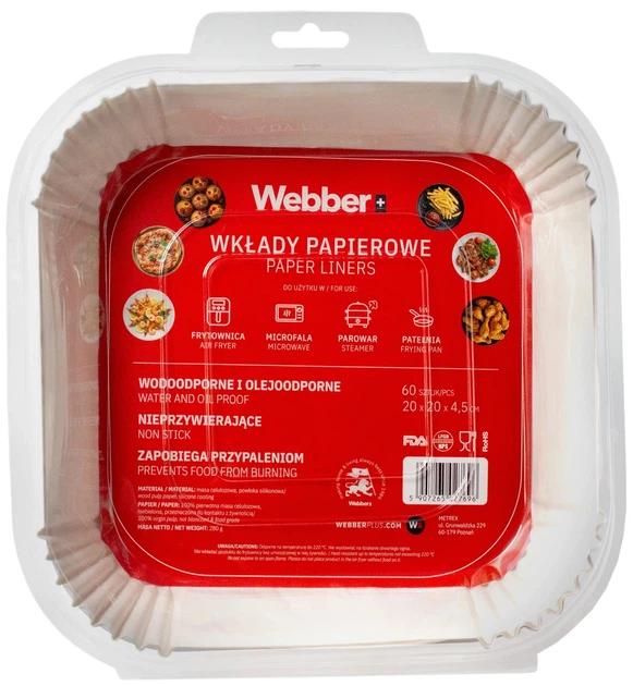 Zestaw papierowych foremek do frytkownicy Webber 02AWKLAD20X20 - Zdjęcie 1 Zestaw papierowych foremek do frytkownicy Webber 02AWKLAD20X20 - obraz 1