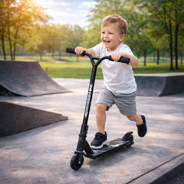 Трюковой самокат Scale Sports Maximal Exercise Черный — самокат для трюков с пегами, усиленная дека, подшипники ABEC-7 - изображение 3