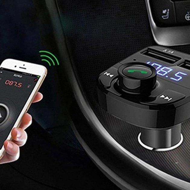 FM-модулятор Bluetooth FM-X8 ART-4522 автомобільний трансмітер у прикурювач з USB microSD AUX hands free модулятор у машину з LED дисплеєм зарядка телефону трансмітер для авто 12-24В підтримка MP3 FLAC WAV WMA APE - изображение 5