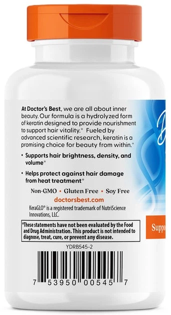Кератин Doctor's Best Hydrolyzed Keratin 500 мг 60 капсул (753950005457) - зображення 3