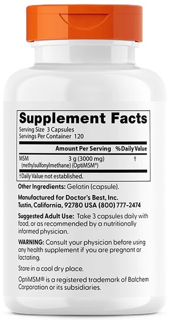MSM Doctor's Best MSM z OptiMSM 300 mg 360 kapsułek (753950003170) - obraz 2