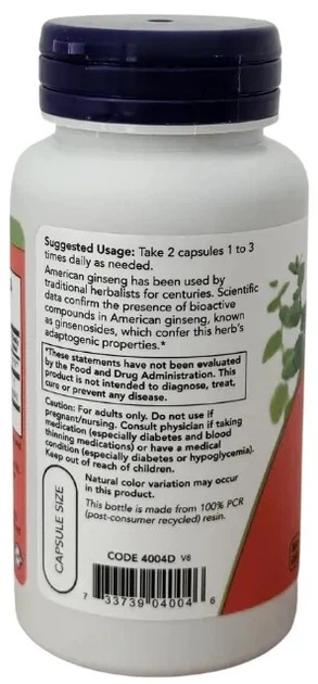 Женьшень американський Now Foods American Ginseng 500 мг 100 капсул (733739040046) - зображення 3