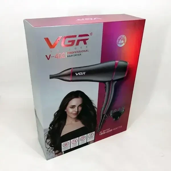 Профессиональный фен - сушка для волос 2000Вт VGR V-402, фен с диффузором для укладки волос - Фото 3 Профессиональный фен - сушка для волос 2000Вт VGR V-402, фен с диффузором для укладки волос - изображение 3