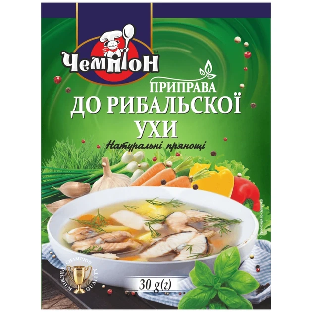 Приправа Чемпіон До рибальської ухи 30 г - Фото 1 Приправа Чемпіон До рибальської ухи 30 г - зображення 1