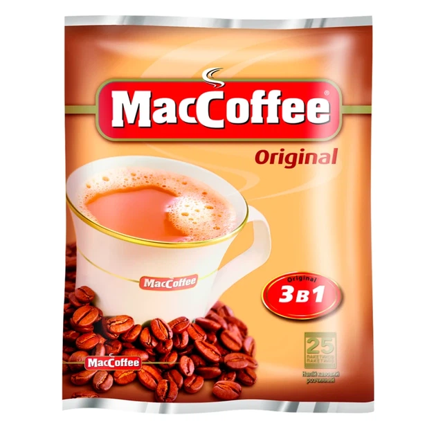Кавовий напій 3в1 MacCoffee Original 20 г х 25 шт - Фото 1 Кавовий напій 3в1 MacCoffee Original 20 г х 25 шт - зображення 1