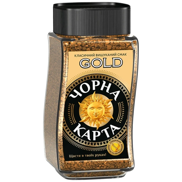 Кава розчинна Чорна Карта Gold 95 г - Фото 1 Кава розчинна Чорна Карта Gold 95 г - изображение 1