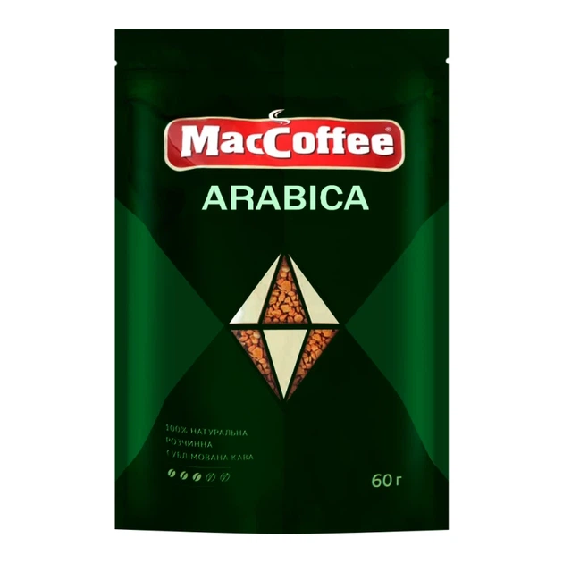 Кава натуральна розчинна сублімована MacCoffee Arabica 60 г - Фото 1 Кава натуральна розчинна сублімована MacCoffee Arabica 60 г - изображение 1