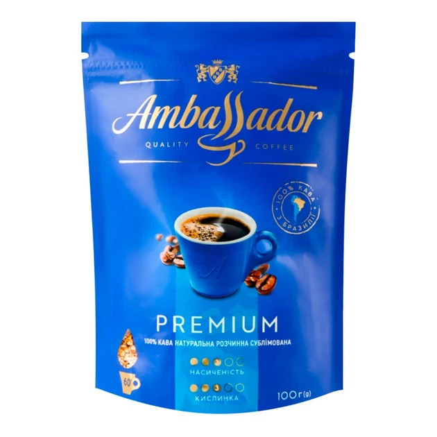 Кава розчинна Ambassador Premium 100 г - Фото 1 Кава розчинна Ambassador Premium 100 г - зображення 1