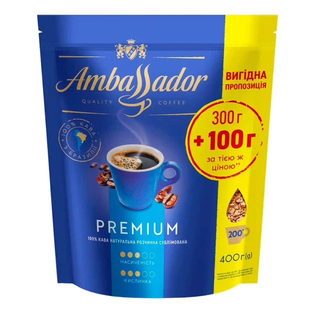 Кава розчинна Ambassador Premium 400 г - Фото 1 Кава розчинна Ambassador Premium 400 г - изображение 1