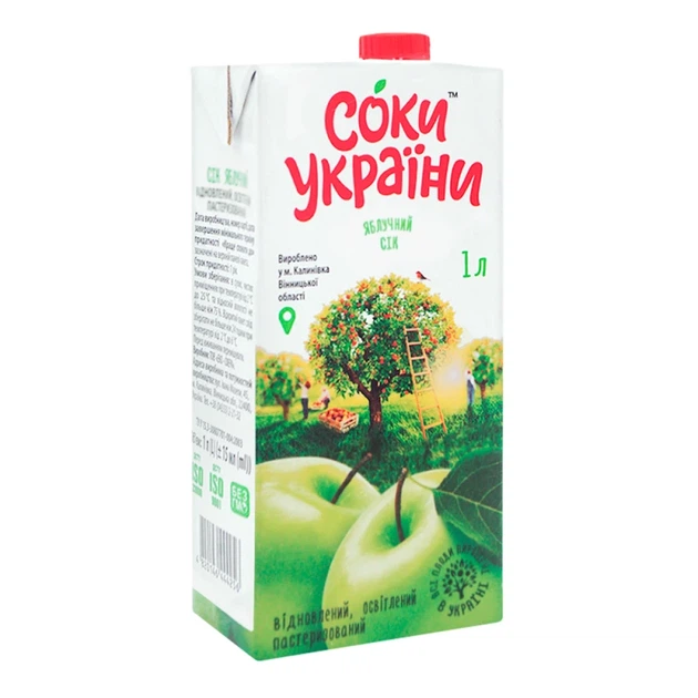 Сік Соки України Яблучний освітлений 1 л - Фото 1 Сік Соки України Яблучний освітлений 1 л - изображение 1