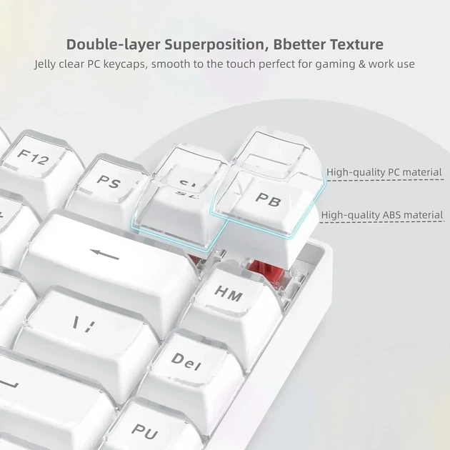 Набір ABS / PC кейкапів Jelly 113 шт White білий колір, гравіювання зверху, глянцеві кейкапи для механічної клавіатури OEM profile - Фото 8 Набір ABS / PC кейкапів Jelly 113 шт White білий колір, гравіювання зверху, глянцеві кейкапи для механічної клавіатури OEM profile - зображення 8