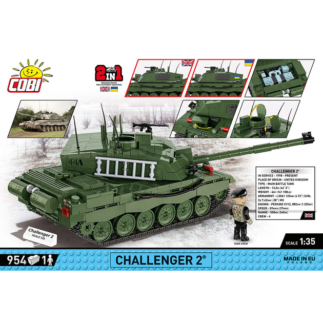 Конструктор Cobi: Armed Forces — Challenger 2 / Основной боевой танк (954 элемента) — 2627 - изображение 2