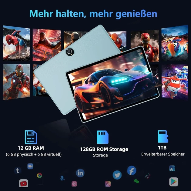 Планшет 11" COLORROOM C5 6+6/128Gb 8 ядер Android 14 8000 mAh Голубой (102181167) - Уценка - Фото 4 Планшет 11" COLORROOM C5 6+6/128Gb 8 ядер Android 14 8000 mAh Голубой (102181167) - Уценка - изображение 4