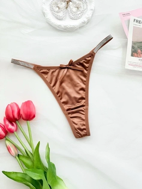 Жіночі трусики стрінги з блискучими лямками Honey Fashion Accessories S/M коричневий (2-111) - Фото 1 Жіночі трусики стрінги з блискучими лямками Honey Fashion Accessories S/M коричневий (2-111) - изображение 1