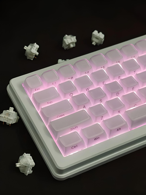 Набір кейкапів Crystal Jelly White для механічної клавіатури — 132 клавіші, ABS+PC, CBSA профіль - Фото 5 Набір кейкапів Crystal Jelly White для механічної клавіатури — 132 клавіші, ABS+PC, CBSA профіль - зображення 5