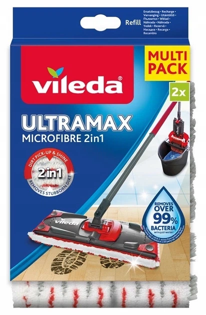 Сменная насадка для швабры Vileda Ultramax 2in1 Microfibre 167720 35х14 см, 2 шт, микрофибра для всех типов полов - изображение 8