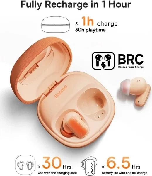 Беспроводные наушники TWS Baseus AirNora 2, Активное шумоподавление ANC, Bluetooth 5.3, Gradient Orange - изображение 7