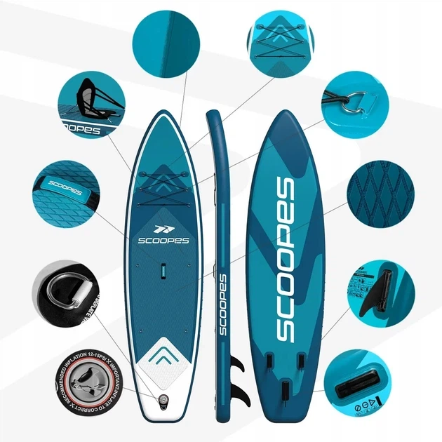 Надувная SUP доска Scoopes Velo 320 см 2в1 (SUP+каяк) с веслом, сиденьем, насосом и комплектом аксессуаров - изображение 3