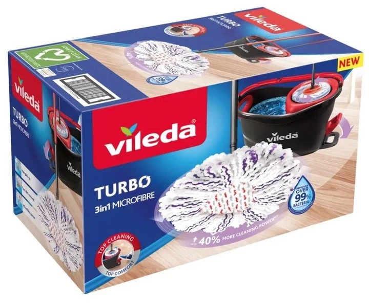 Турбо швабра Vileda Ultramax Turbo 3в1 167751 – швабра + ведро с самоотжимом, микрофибра, набор для уборки дома - изображение 8
