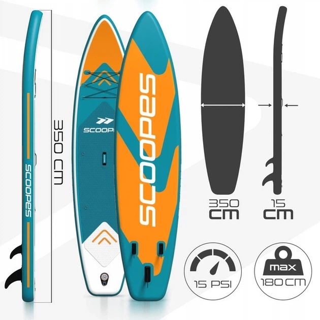 Надувна SUP дошка Scoopes Velo 350 см 2в1 (SUP + каяк) з веслом, сидінням, насосом та повним комплектом аксесуарів - Фото 8 Надувна SUP дошка Scoopes Velo 350 см 2в1 (SUP + каяк) з веслом, сидінням, насосом та повним комплектом аксесуарів - зображення 8