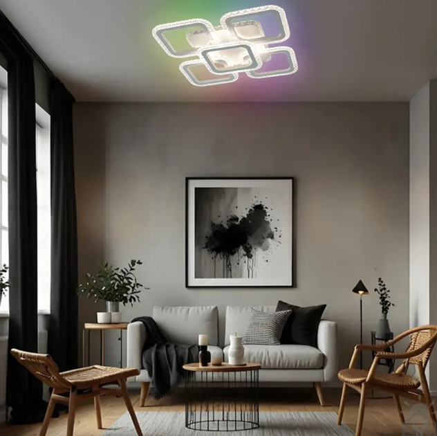 Смарт люстра управляемая светодиодная ROOM ICE RGB 6S 70 Вт SMART 380x380x75 мм Белая - изображение 5