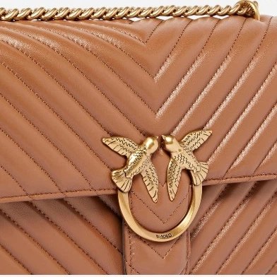 Torebka crossbody damska ze skóry naturalnej Pinko Love One 100941A0GK L17Q Brązowa (800070357039) - obraz 4