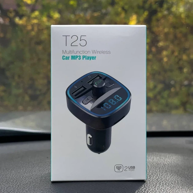 FM модулятор T25 Bluetooth 3в1 автомобільний трансмітер MP3 USB MicroSD Handsfree для прикурювача - Фото 2 FM модулятор T25 Bluetooth 3в1 автомобільний трансмітер MP3 USB MicroSD Handsfree для прикурювача - зображення 2