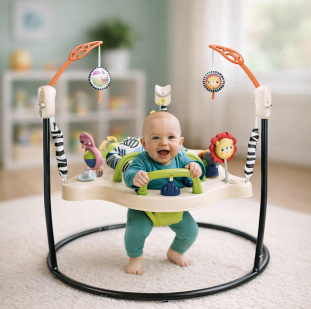 Детский игровой центр Gemei Jumperoo с подсветкой, звуком и вращением 360°, регулировка высоты, бежевый - Фото 2 Детский игровой центр Gemei Jumperoo с подсветкой, звуком и вращением 360°, регулировка высоты, бежевый - изображение 2