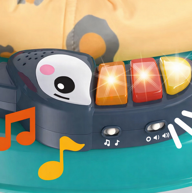 Детский игровой центр Gemei Jumperoo с подсветкой, звуком и вращением 360°, регулировка высоты, бежевый - Фото 5 Детский игровой центр Gemei Jumperoo с подсветкой, звуком и вращением 360°, регулировка высоты, бежевый - изображение 5