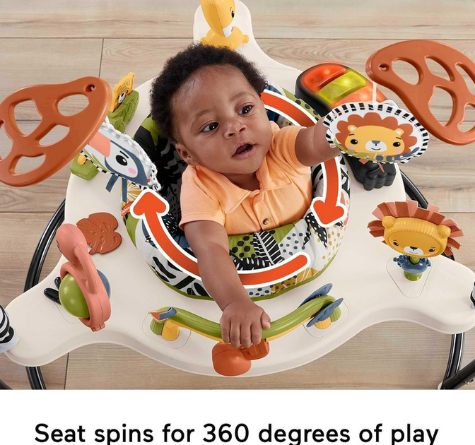 Детский игровой центр Gemei Jumperoo с подсветкой, звуком и вращением 360°, регулировка высоты, бежевый - Фото 8 Детский игровой центр Gemei Jumperoo с подсветкой, звуком и вращением 360°, регулировка высоты, бежевый - изображение 8