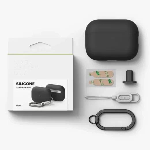 Чохол Ringke Silicone Black для AirPods Pro 3 - зображення 3