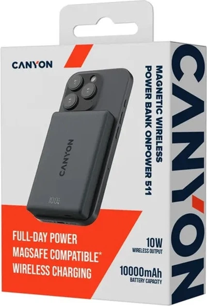 Powerbank Canyon OnPower 511 Magnetic 10000 mAh 20W Interstellar Black (CNS-CPB511B) - obraz 2